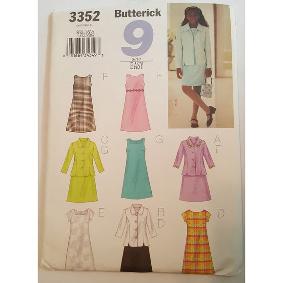 Uncut Butterick 3352 Sewing Pattern Child's/ Teen Girl's Clothes Sz 8 1/2-16 1/2 - Picture 1 of 4